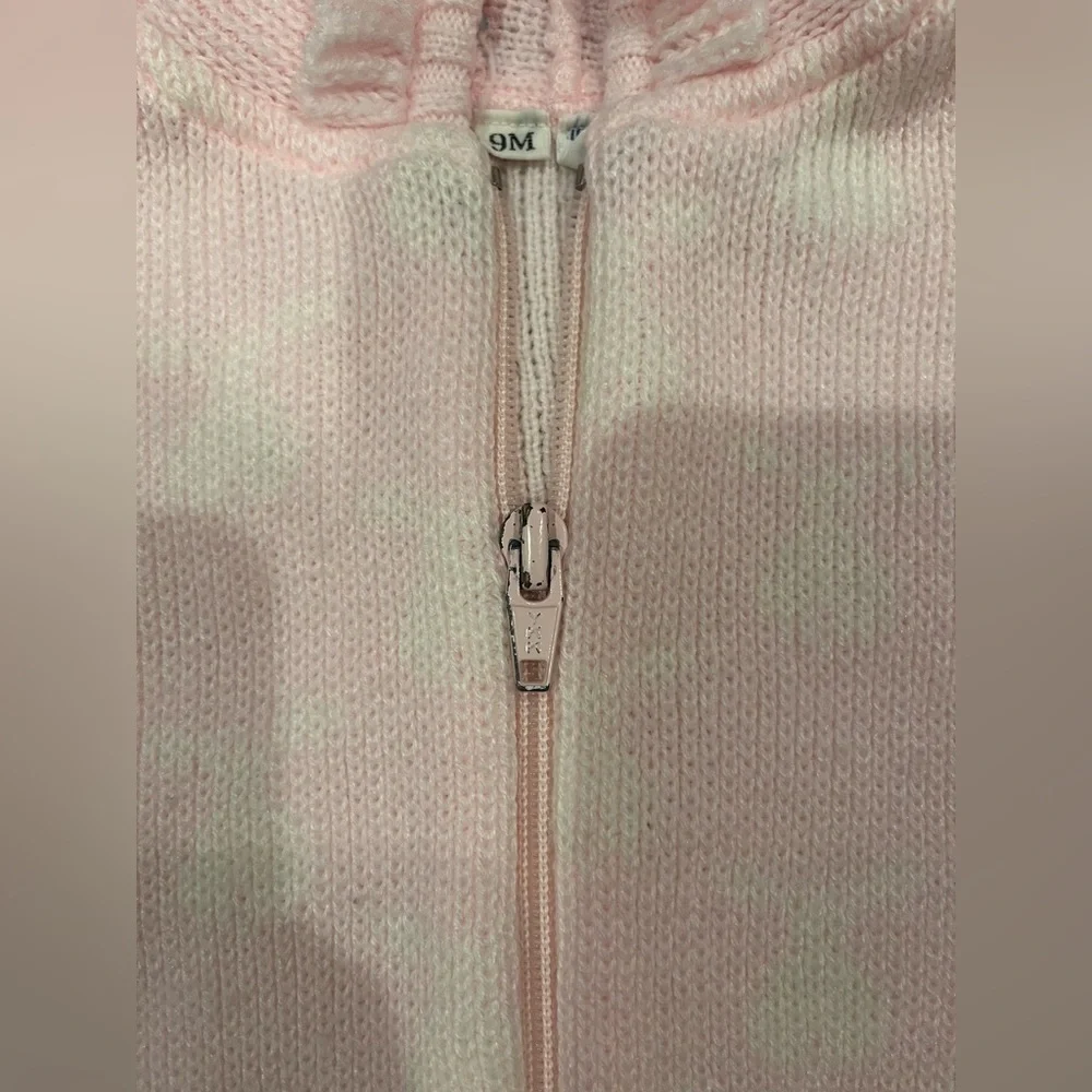 Vintage Friemanit knit white & pink bunny zip up jacket - size 9 month